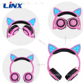 Fashionable Colorful Cat Ear Headphones with Blinking Lights